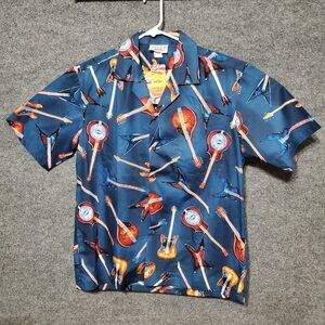 VTG Pacific Legend Apparel Shirt Mens Large Guitar AOP Rock N Roll USA 90s Band